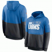 Detroit Lions Nike Blue Gray Sideline Impact Lockup Performance Pullover Hoodie