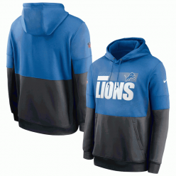 Detroit Lions Nike Blue Gray Sideline Impact Lockup Performance Pullover Hoodie