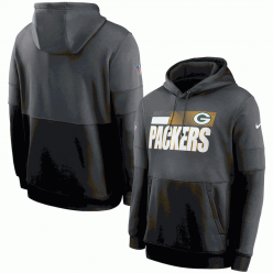 Green Bay Packers Nike Gray Black Sideline Impact Lockup Performance Pullover Hoodie