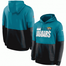 Jacksonville Jaguars Nike Blue Black Sideline Impact Lockup Performance Pullover Hoodie