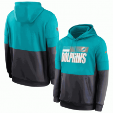 Miami Dolphins Nike Aque Black Sideline Impact Lockup Performance Pullover Hoodie