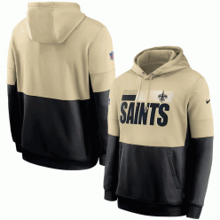 New Orleans Saints Nike Cream Black Sideline Impact Lockup Performance Pullover Hoodie