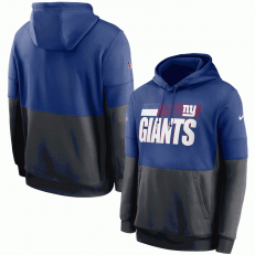 New York Giants Nike Royal Gray Sideline Impact Lockup Performance Pullover Hoodie