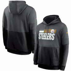 Pittsburgh Steelers Nike Gray Black Sideline Impact Lockup Performance Pullover Hoodie