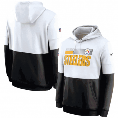 Pittsburgh Steelers Nike White Black Sideline Impact Lockup Performance Pullover Hoodie