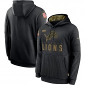 Detroit Lions Nike Black 2020 Salute to Service Sideline Performance Pullover Men Hoodie