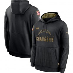 Los Angeles Chargers Nike Black 2020 Salute to Service Sideline Performance Pullover Men Hoodie