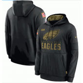 Philadelphia Eagles Nike Black 2020 Salute to Service Sideline Performance Pullover Men Hoodie