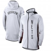 Nike Brooklyn Nets WhiteBlack 2019-2020 Earned Edition Showtime Full-Zip Performance Hoodie