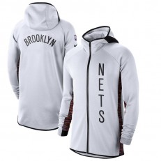 Nike Brooklyn Nets WhiteBlack 2019-2020 Earned Edition Showtime Full-Zip Performance Hoodie