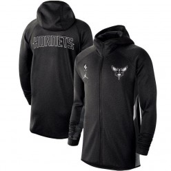 Nike Charlotte Hornets Heathered Black Authentic Showtime Therma Flex Performance Full-Zip Hoodie