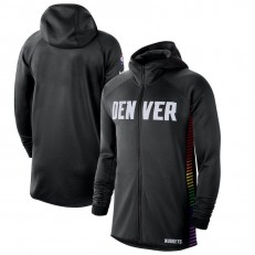 Nike Denver Nuggets BlackWhite 2019-2020 Earned Edition Showtime Full-Zip Performance Hoodie