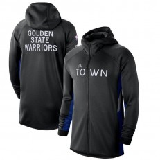 Nike Golden State Warriors BlackBlue 2019-2020 Earned Edition Showtime Full-Zip Performance Hoodie