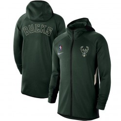 Nike Milwaukee Bucks Hunter Green Authentic Showtime Therma Flex Performance Full-Zip Hoodie