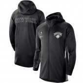 Nike New York Knicks Heathered Black Authentic Showtime Therma Flex Performance Full-Zip Hoodie