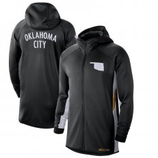 Nike Oklahoma City Thunder BlackWhite 2019-2020 Earned Edition Showtime Full-Zip Performance Hoodie