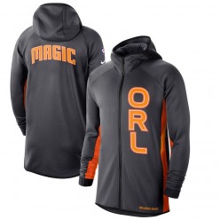 Nike Orlando Magic AnthraciteOrange 2019-2020 Earned Edition Showtime Full-Zip Performance Hoodie