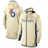 Nike Philadelphia 76ers CreamBlue 2019-2020 Earned Edition Showtime Full-Zip Performance Hoodie