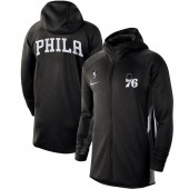 Nike Philadelphia 76ers Heathered Black Authentic Showtime Therma Flex Performance Full-Zip Hoodie