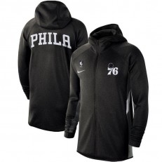 Nike Philadelphia 76ers Heathered Black Authentic Showtime Therma Flex Performance Full-Zip Hoodie