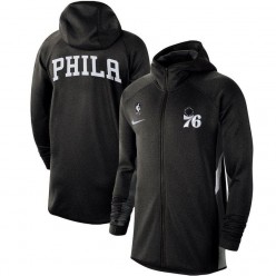 Nike Philadelphia 76ers Heathered Black Authentic Showtime Therma Flex Performance Full-Zip Hoodie