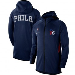 Nike Philadelphia 76ers Royal Authentic Showtime Performance Raglan Full-Zip Hoodie
