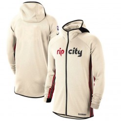 Nike Portland Trail Blazers Cream 2019-2020 Earned Edition Showtime Full-Zip Performance Hoodie