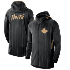 Nike Toronto Raptors BlackAnthracite 2019-2020 Earned Edition Showtime Full-Zip Performance Hoodie