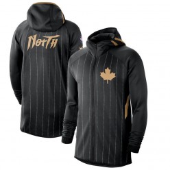 Nike Toronto Raptors BlackAnthracite 2019-2020 Earned Edition Showtime Full-Zip Performance Hoodie