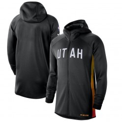 Nike Utah Jazz BlackWhite 2019-2020 Earned Edition Showtime Full-Zip Performance Hoodie