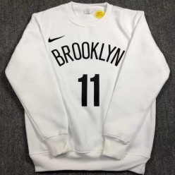 Brooklyn Nets #11 Irving white plush long sleeves Sweatshirt