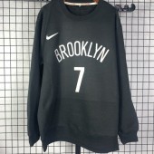 Brooklyn Nets #7 Durant black plush long sleeves Sweatshirt