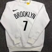 Brooklyn Nets #7 Durant white plush long sleeves Sweatshirt