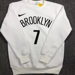 Brooklyn Nets #7 Durant white plush long sleeves Sweatshirt