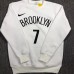 Brooklyn Nets #7 Durant white plush long sleeves Sweatshirt