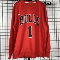 Chicago Bulls #1 Rose Red plush long sleeves Sweatshirt