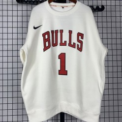 Chicago Bulls #1 Rose White plush long sleeves Sweatshirt
