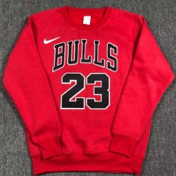 Chicago Bulls #23 Jordan Red plush long sleeves Sweatshirt