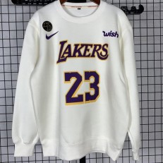 Los Angeles Lakers #23 Lebron James White KB 2020 NBA Finals plush Long sleeves Sweatshirt