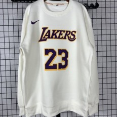 Los Angeles Lakers #23 Lebron James white plush Long sleeves Sweatshirt
