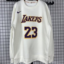 Los Angeles Lakers #23 Lebron James white plush Long sleeves Sweatshirt