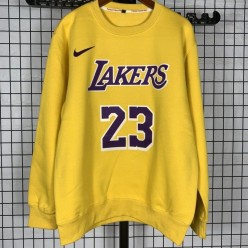 Los Angeles Lakers #23 Lebron James yellow plush Long sleeves Sweatshirt