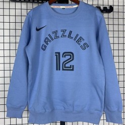Memphis Grizzlies #12 Morant light blue plush long sleeves Sweatshirt