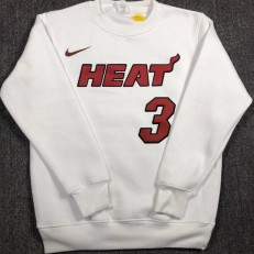 Miami Heat #3 Wade White plush long sleeves Sweatshirt