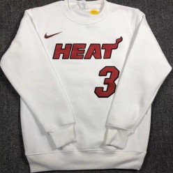 Miami Heat #3 Wade White plush long sleeves Sweatshirt