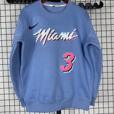 Miami Heat #3 Wade light blue plush long sleeves Sweatshirt