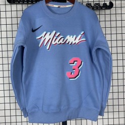 Miami Heat #3 Wade light blue plush long sleeves Sweatshirt