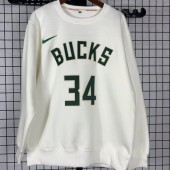 Milwaukee Bucks #34 Giannis Antetokounmpo White plush long sleeves Sweatshirt