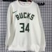 Milwaukee Bucks #34 Giannis Antetokounmpo White plush long sleeves Sweatshirt