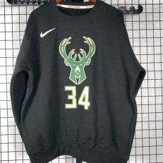 Milwaukee Bucks #34 Giannis Antetokounmpo black plush long sleeves Sweatshirt